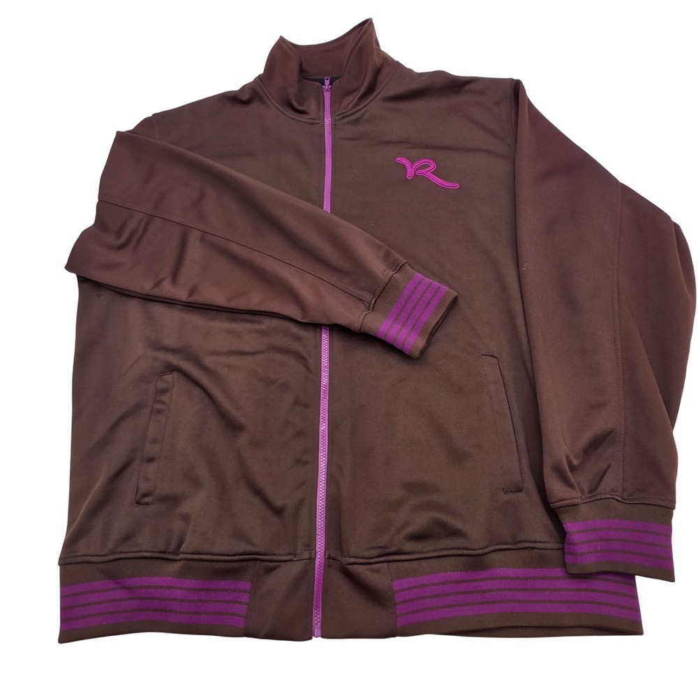 90s Rocawear Track Jacket Mens 3XL Brown Purple Full Zip Logo Streetwear Hip Hop